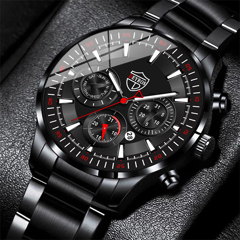 Luxury Watch All Black - Modny zestaw męskich zegarków Luksusowy męski