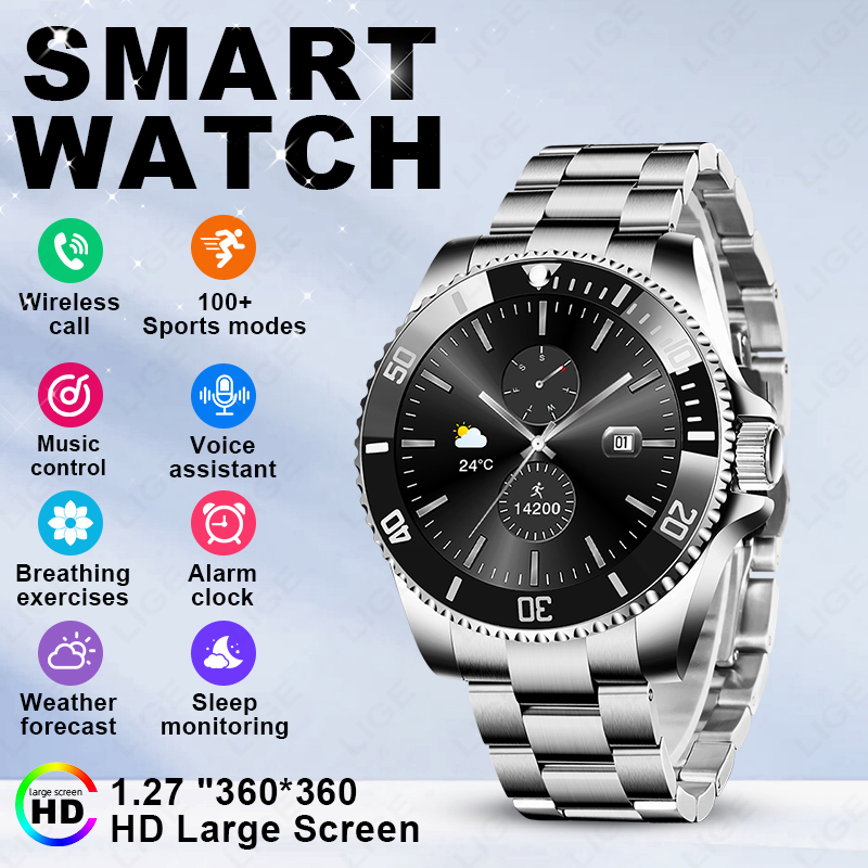 Luxury Watch Arabic - Smartwatch LIGE 2026 z ekranem HD