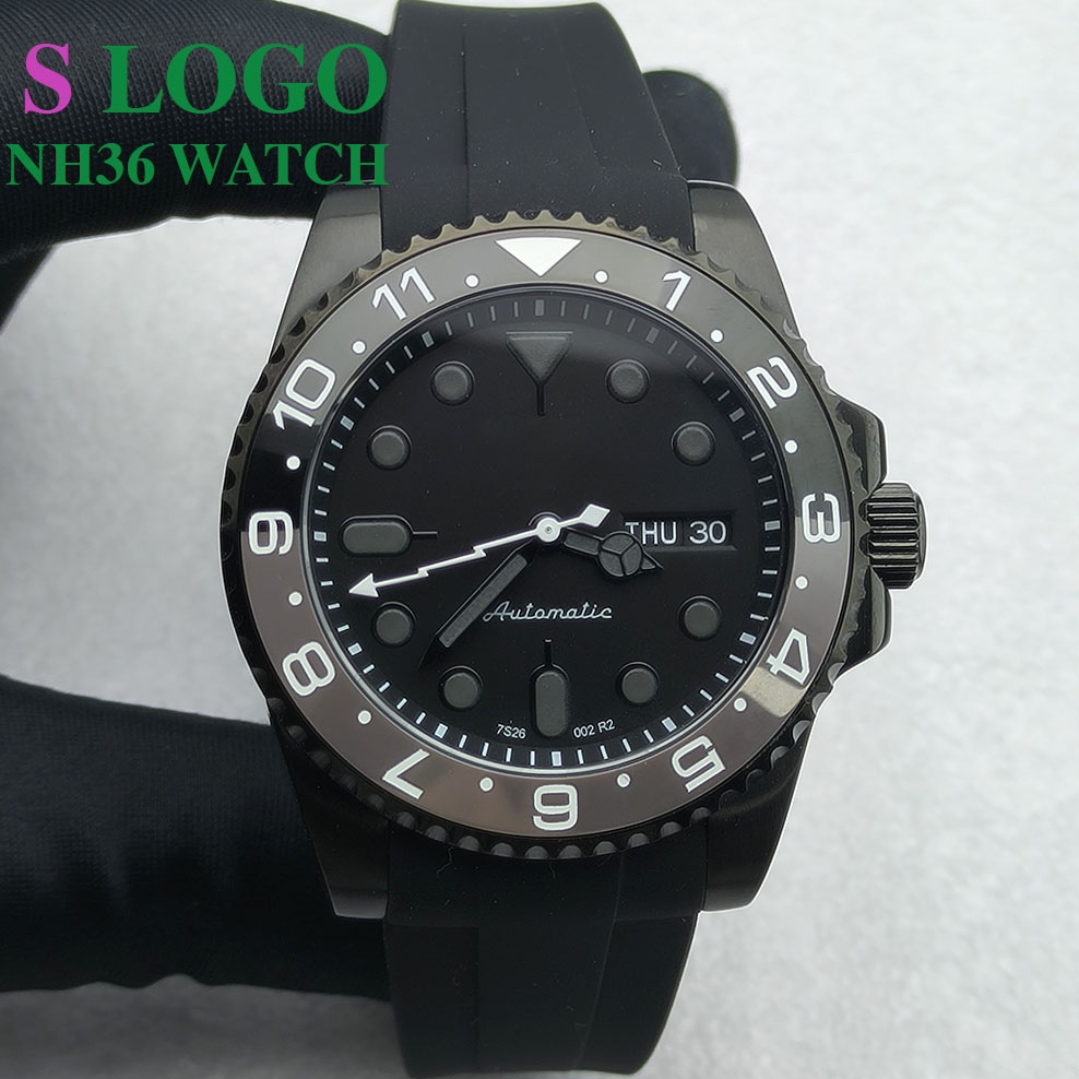 Open Heart Watch - Zegarek męski 40MM NH36, czarny, ze
