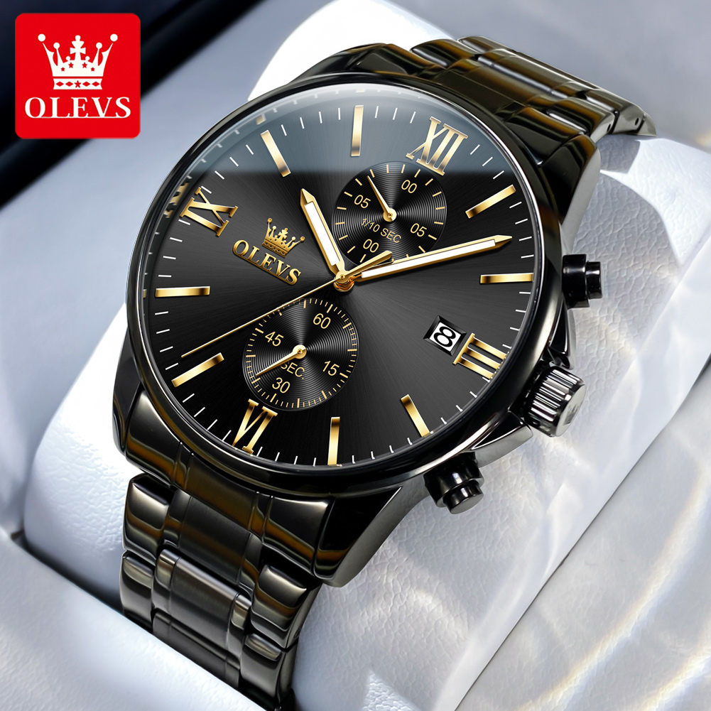 Luxury Watch All Black - OLEVS 2886 klasyczny czarny zegarek kwarcowy