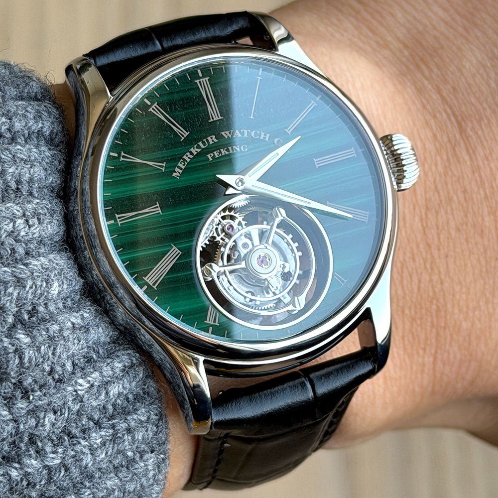 Tourbillon Movement Watch - Zegarek Merkur 100% Tourbillon Męski z