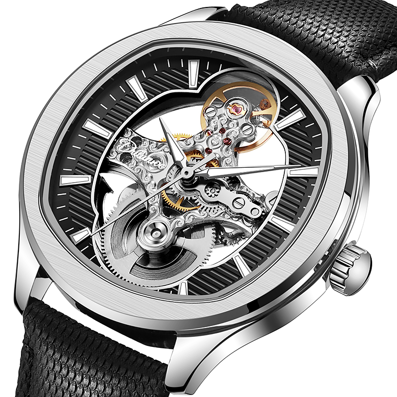 Luxury Watch On Sale - Zegarek z odwróconym tourbillonem, skórzany pasek,