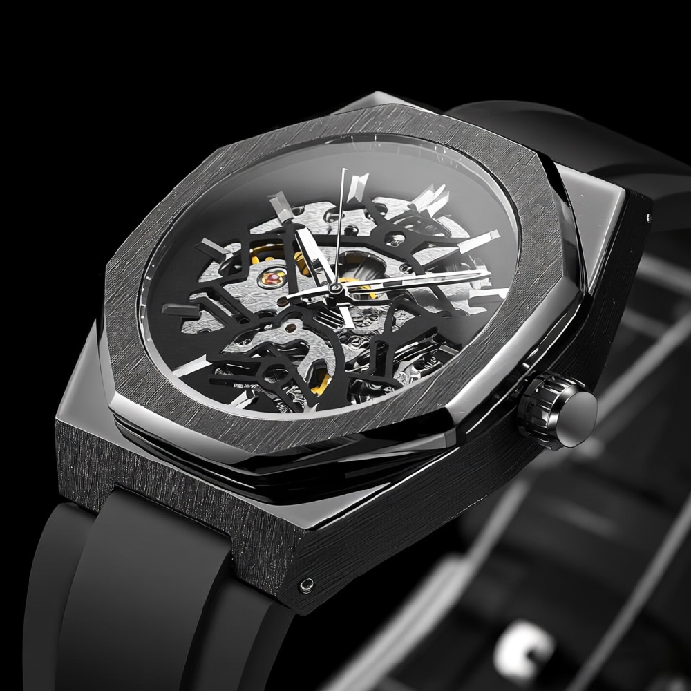 Open Heart Watch - Zegarek męski FORSINING, szkieletowy, automatyczny, mechaniczny,
