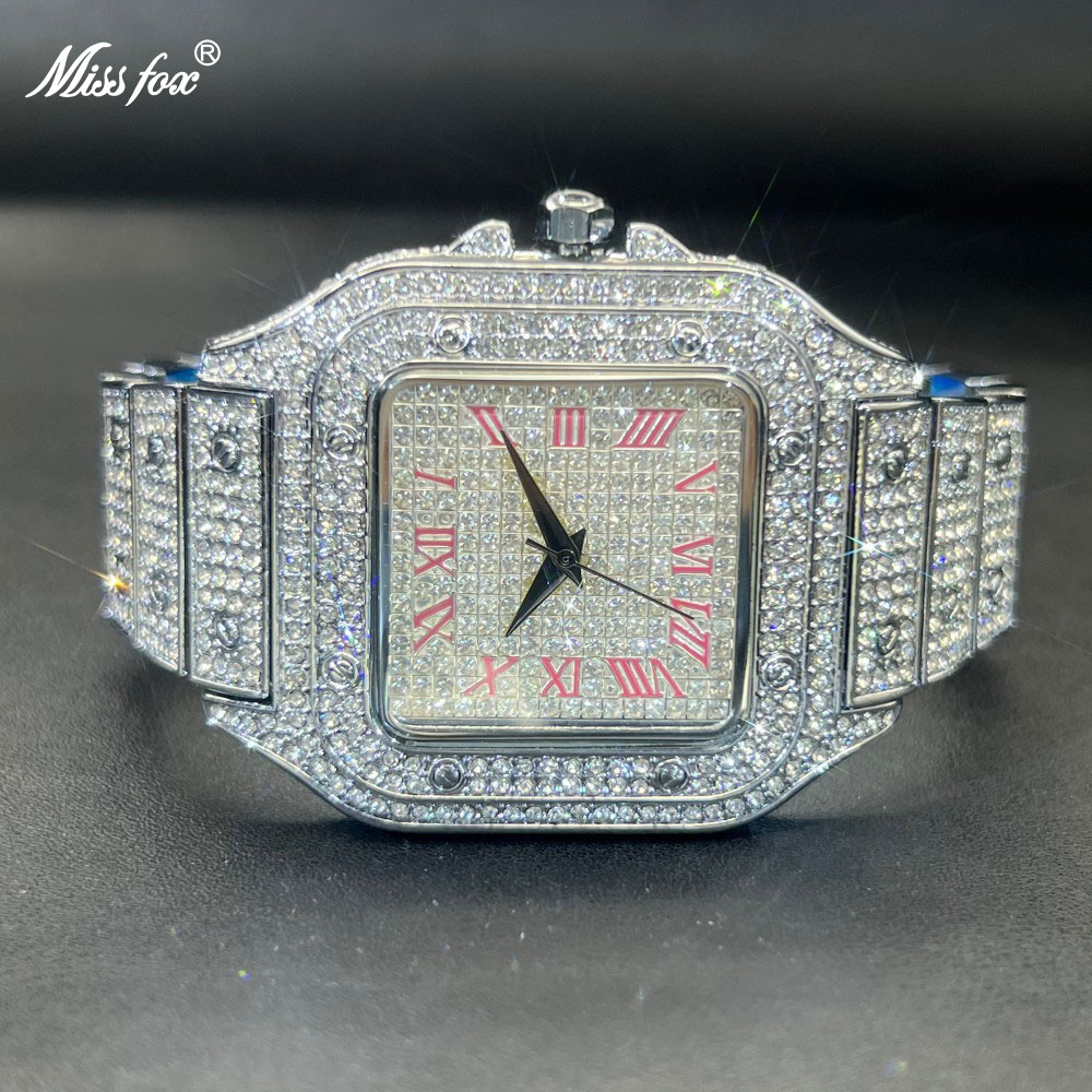 Luxury Watch Sale - MISSFOX Męski Zegarek Kwarcowy z Diamentami,