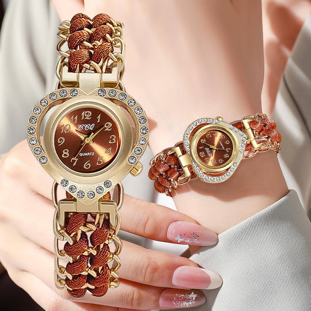 Open Heart Watch - Modne damskie zegarki z cyrkoniami w