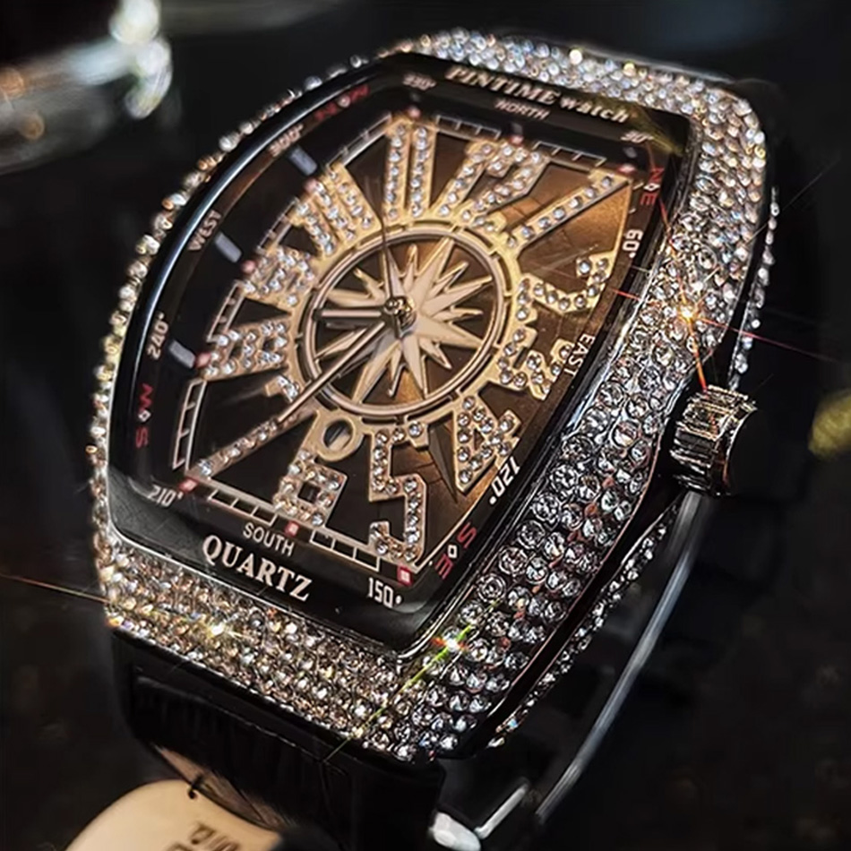 Luxury Watch All Black - Luksusowy zegarek premium z diamentami, cyfrowy