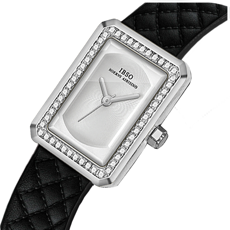 Luxury Watch All Black - Zegarek damski skórzany prostokątny złoty wodoodporny