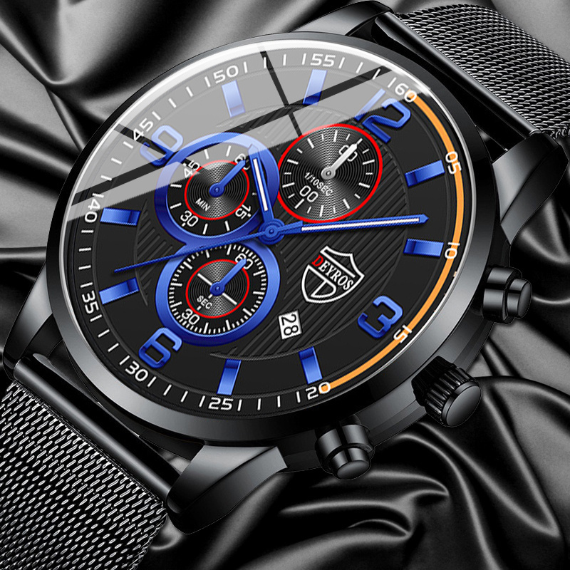 Luxury Watch All Black - Luksusowy męski zegarek kwarcowy na rękę,