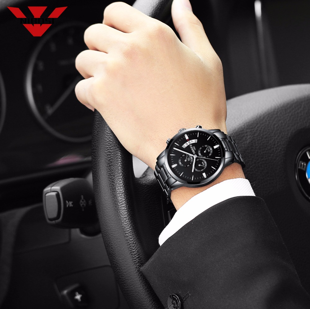 NIBOSI czarny zegarek kwarcowy – Luxury Watch All Black recenzja i cena