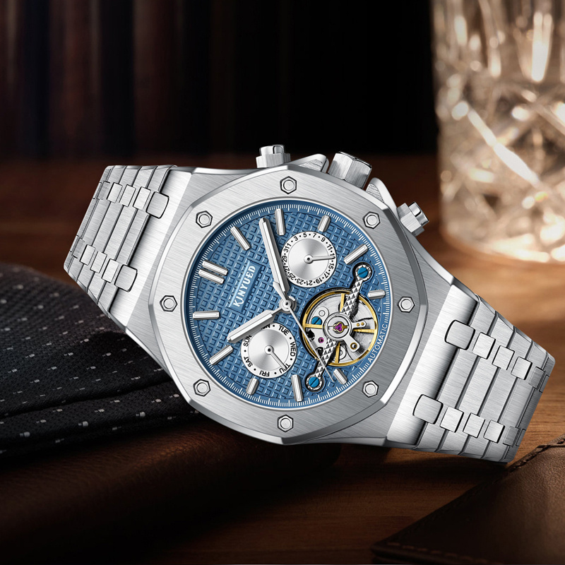KINYUED marka moda niebieski z – Tourbillon Movement Watch recenzja i cena